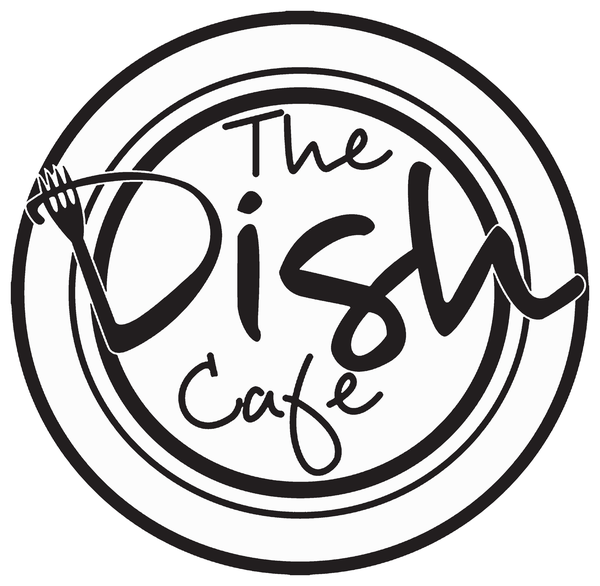 The Dish Cafe logo with white outline